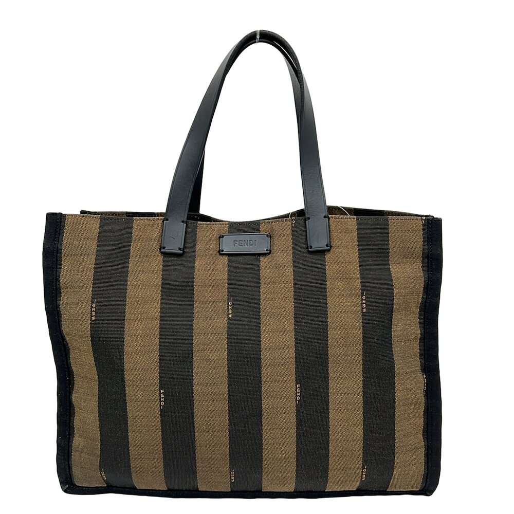 Fendi Pecan Tote Bag 8BH252 Beige Black Chemical Fiber Leather